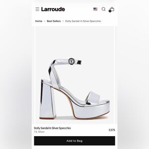 Larroude Dolly Platform Sandals in Silver Specchio Size 7.5